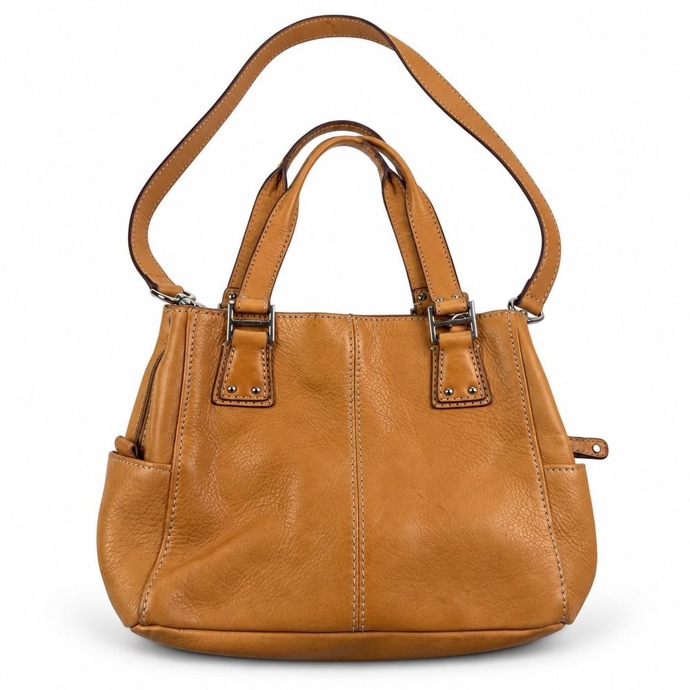 Fossil Vintage Y2K Tan Pebbled Leather Satchel Crossbody Bag Purse